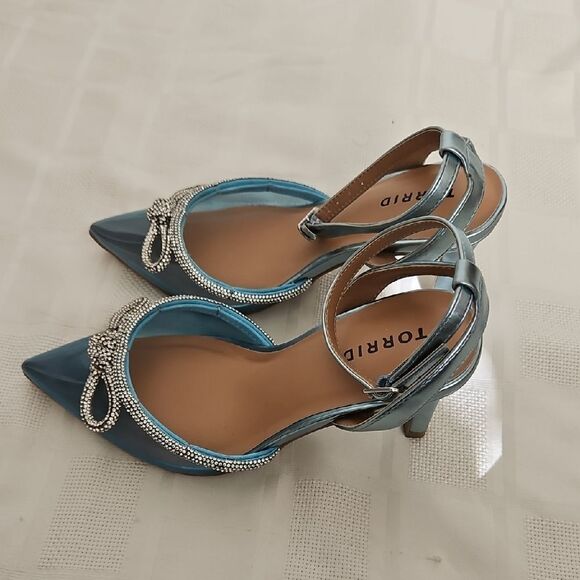 Torrid Blue Strappy Heels with Bow Detail - Picture 16 of 16